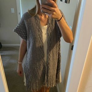Gray Sleeveless Cardigan